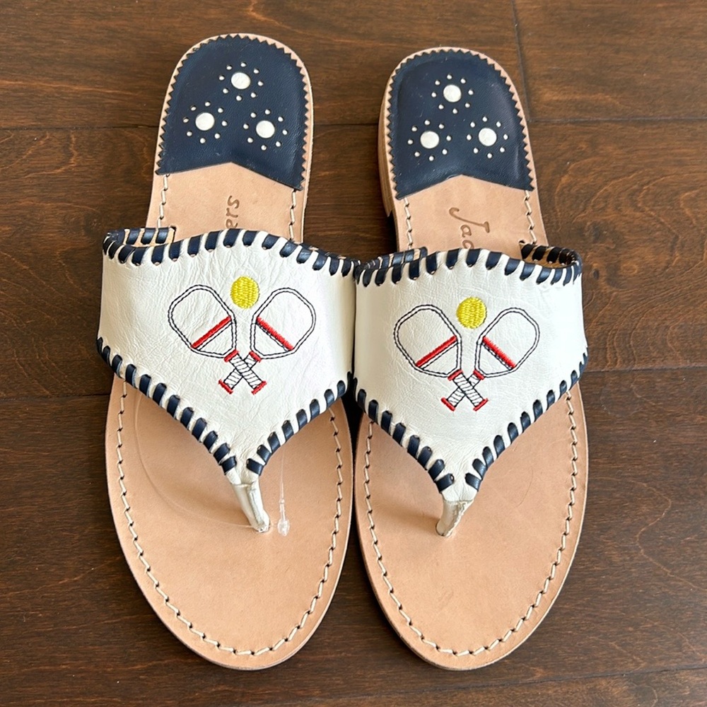 Jack Rogers "Pickleball" Embroidered Thong Sandals Size 9M NWOB - Picture 2 of 4